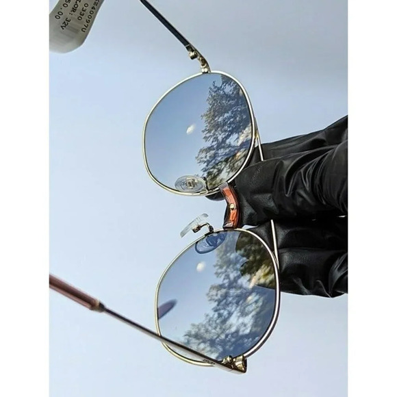 Kenzo KZ40097U Unisex Brow Bar Round Metal Gold & Blue Lens Sunglasses MSRP $180 - Picture 8 of 10